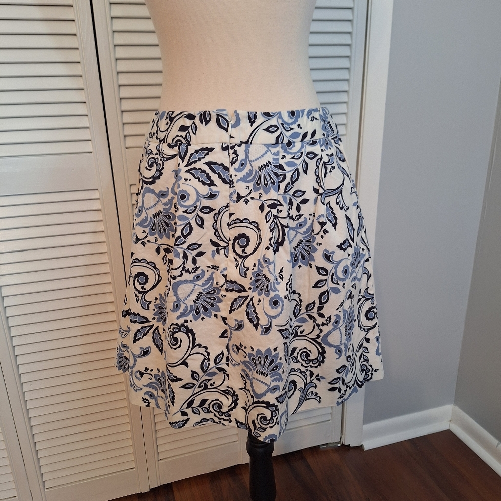 Ann taylor loft paisley pleated cotton skirt sz 6 *K - Picture 5 of 8